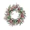 Glitzhome® 24"D Christmas Red Pomegranate Berry & Holy Leaf Wreath